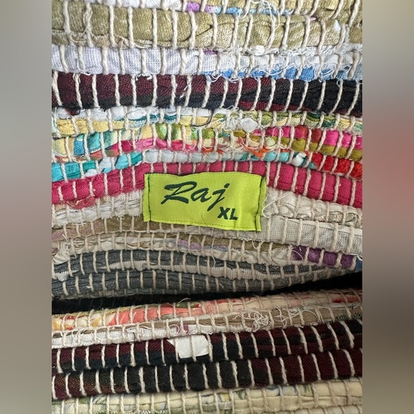 Anthropologie Raj XL Victoria Woven Tote Bag With Mint Green Straps - Picture 3 of 3